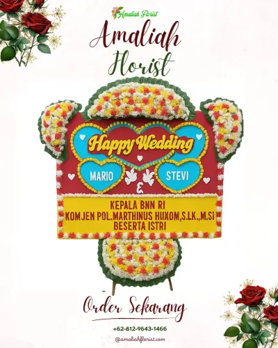 Karangan Papan Bunga Pernikahan di Soborejo